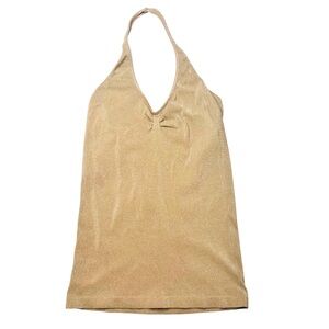 Free People Intimatley Gold Halter Shimmer Top